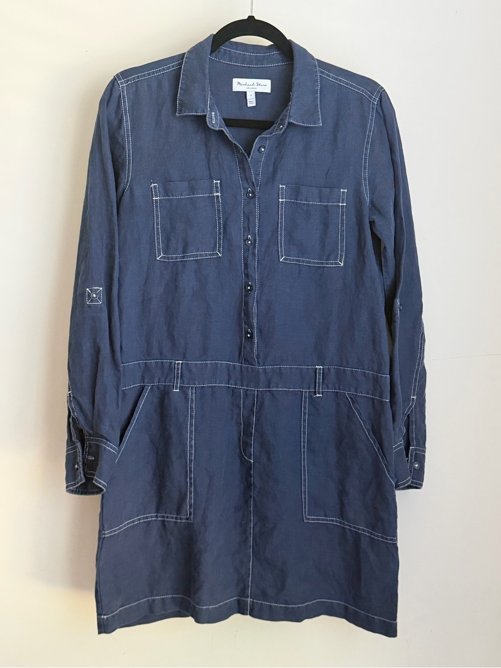 Michael Stars Pilar Shirt Dress 100% Linen  Denim Look Women’s S - Picture 2 of 8